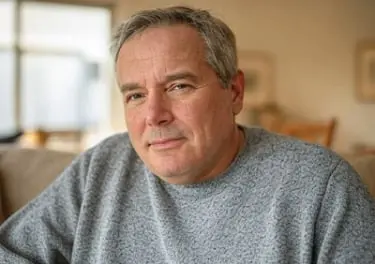 Smiling man holding a bottle of Nervozen, giving a positive review and thumbs up, showing satisfaction with the product's effectiveness in supporting healthy Nerve Health.